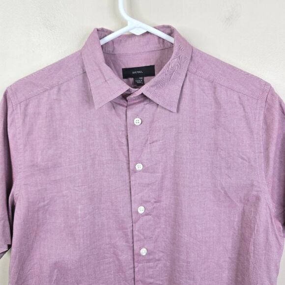Diesel Mens Short Sleeve Embroidered Logo Button Down Shirt Small - Picture 2 of 7